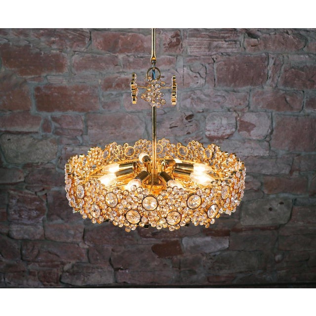 Hollywood Regency Bubble Chandelier in Swarovski Crystal & 24k Gilt Brass from Palwa, Germany, 1970s For Sale - Image 3 of 10