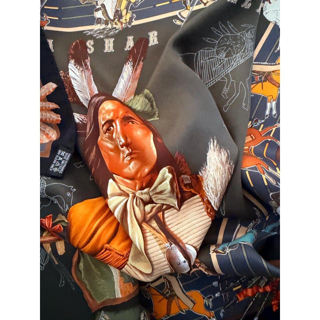 Hermes Pani La Shar Pawnee silk scarf, 2005, designed by Oliver Kermit. This scarf pays homage to the Pawnee, a tribe...