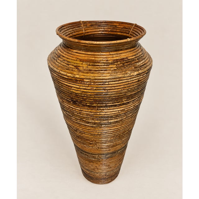 Mid 20th Century Vintage Italian Pencil Reed Floor Vase For Sale - Image 5 of 11