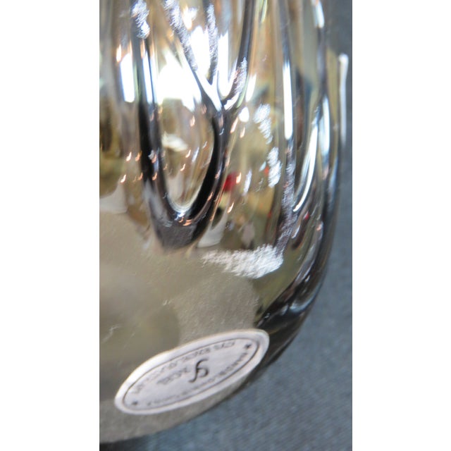 Modern Cys Excel Hand Blown Art Glass Striated Amber & Black Vase