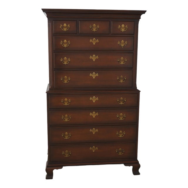 Kindel Chippendale Mahogany Chest on Chest For Sale