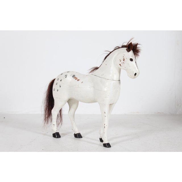 Large Antique Swedish Horse in Carved Wood with White Paint, 1890s For Sale - Image 6 of 11