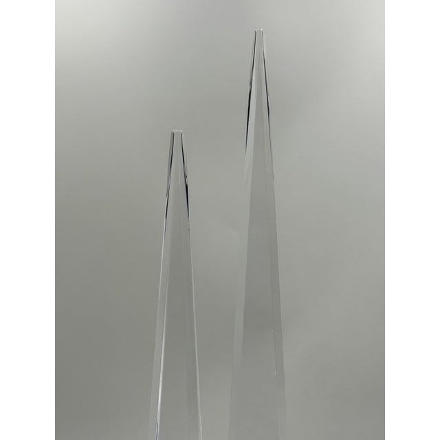 Charles Hollis Jones Signed Lucite Obelisk Sculptures, Pair, 1974 For Sale - Image 10 of 15