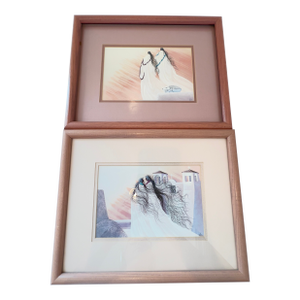 Vintage Native American Cherokee Prints by Bill Rabbit, the Proposal and Songs in the Wind, Set of 2