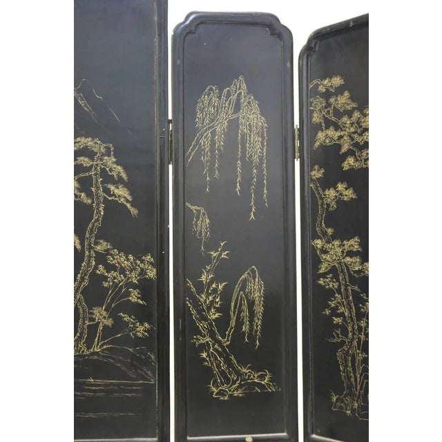 Green Antique Edo Period Japanese Lacquer Screen With Semi Precious Gem Stone Inlay For Sale - Image 8 of 11