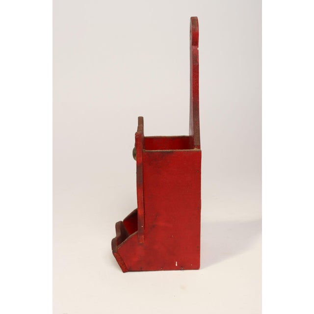 Folk Art Vintage Folk Art Carved "Cat" Hand-Painted Red and Black Wooden Matchbook Holder For Sale - Image 3 of 13