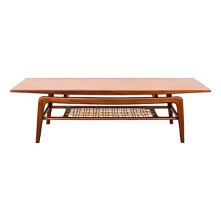 Sculptural Danish Modern Two-Tier Floating Top Teak Coffee Table by Arne Hovmand Olsen, Attributed For Sale