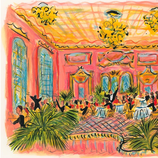 Contemporary Grand Pink Dining Room Original Contemporary Figurative Watercolor by Pauline De Roussy De Sales For Sale - Image 3 of 4