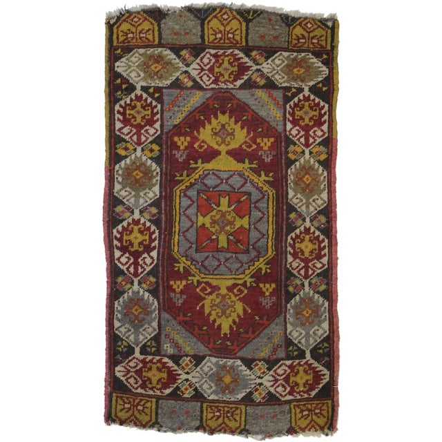 Antique Turkish Oushak Rug - 01'09 X 03'02 For Sale - Image 9 of 9
