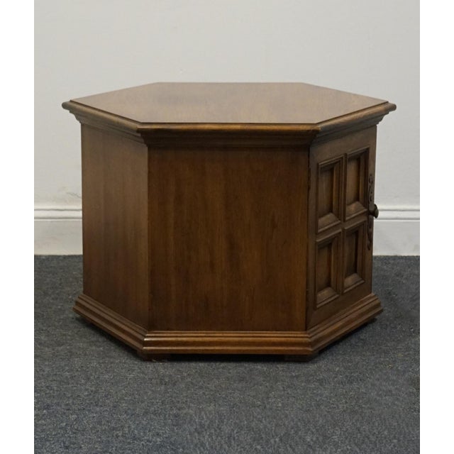Hekman Furniture Solid Pecan Italian Neoclassical Tuscan Style 25x29" Hexagonal Accent Storage End Table For Sale - Image 9 of 9