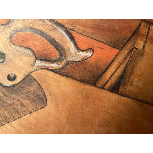 Frederick S. Wight Painting on Board “Saw” For Sale - Image 4 of 5
