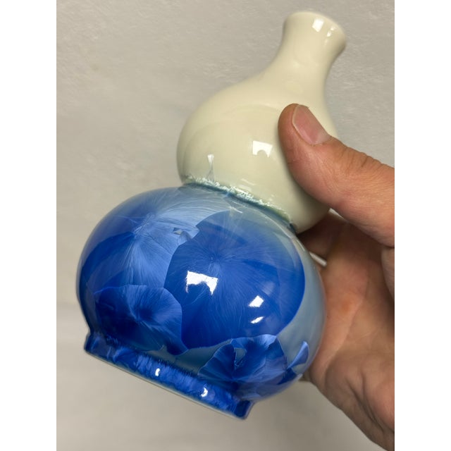 Chinese Signed Vase Crystalline Glaze Double Gourd Pottery Ceramic 6 1/2" For Sale In New York - Image 6 of 6