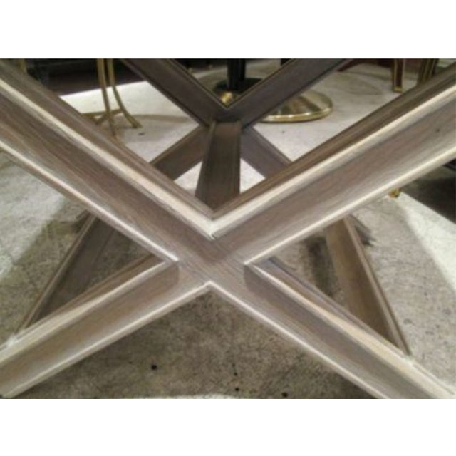 Modern Bespoke Cerused Oak X-Frame Bench For Sale - Image 3 of 5