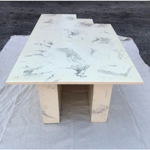 1970s Vintage Postmodern Geometric Shaped Marble Coffee Table For Sale - Image 5 of 13