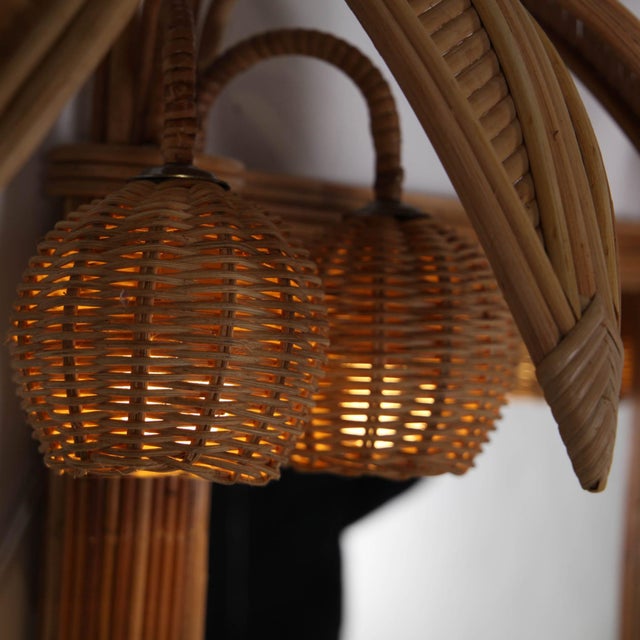 Illuminated Rattan Mirror For Sale - Image 4 of 18