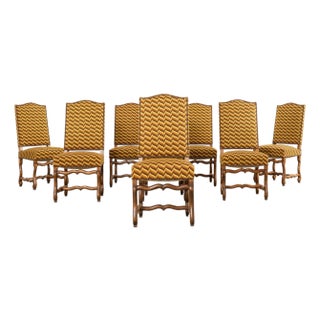 Set of Eight French Louis XIII Os De Mouton Maple Dining Chairs For Sale
