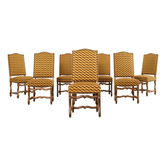 Set of Eight French Louis XIII Os De Mouton Maple Dining Chairs For Sale