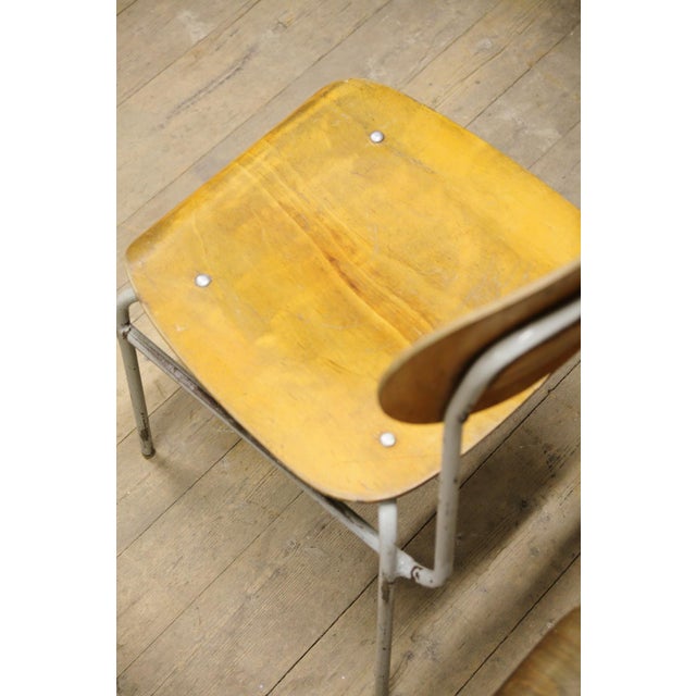 Brown Vintage Industrial School Chairs, 1970s, Set of 6 For Sale - Image 8 of 14