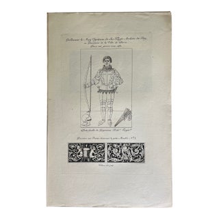Mid 19th Century Etching Reproduction of Monument for Guillaume Le May by Nicolas Xavier Willemin For Sale