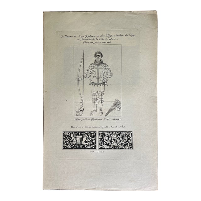 Mid 19th Century Etching Reproduction of Monument for Guillaume Le May by Nicolas Xavier Willemin For Sale
