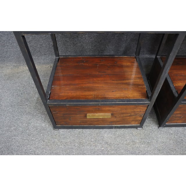 Pair of Henredon Acquisitions Iron & Mahogany Étagère Bookcases For Sale In Philadelphia - Image 6 of 17