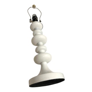 1990s Mid-Century Modern White Spool Lamp For Sale