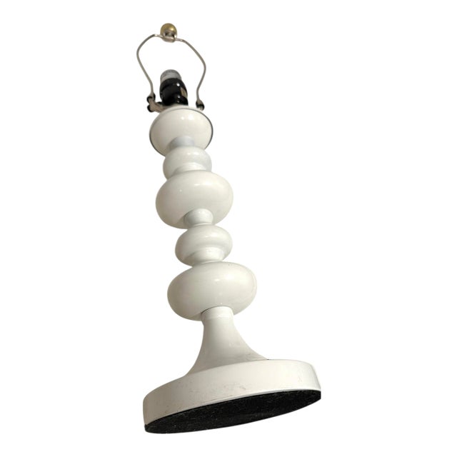 1990s Mid-Century Modern White Spool Lamp For Sale