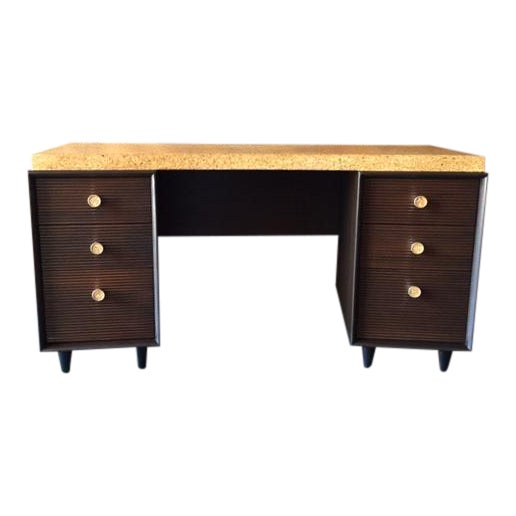 Paul Frankl For Johnson Furniture Mid Century Cork Mahogany Desk
