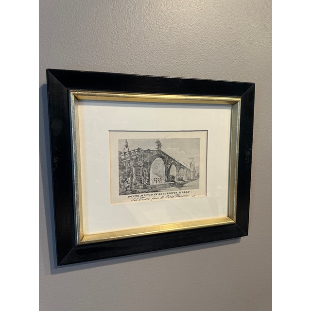 Traditional Vintage Italian Framed Ponte Milvio in Oggi Ponte Mollo Print For Sale - Image 3 of 10