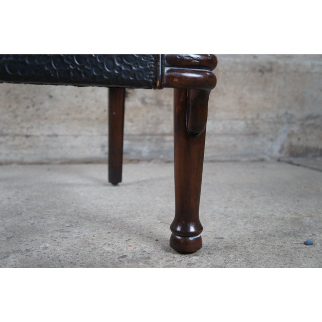 Late 20th Century Maitland-Smith Country French Mahogany & Leather Hunt Club Ladderback Bar Stool For Sale - Image 9 of 12