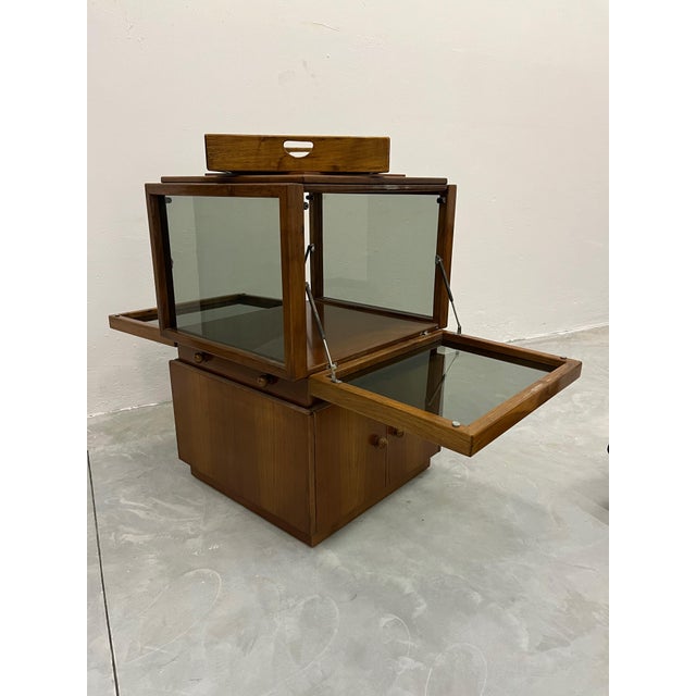 Brown Mid-Century Bar Cabinet on Wheels from Gianfranco Frattini, 1970s For Sale - Image 8 of 8