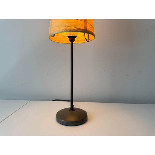 Postmodern 1990s Italian Style Yellow Silk Shade Skinny Lamp For Sale - Image 3 of 8