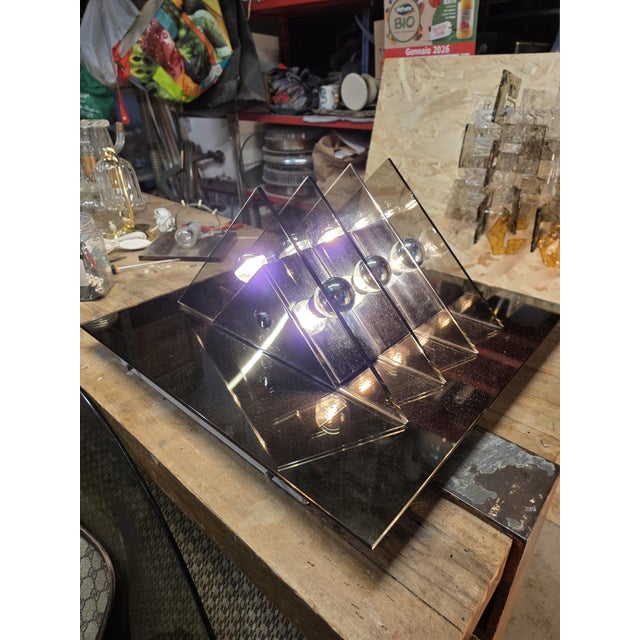 Mid-Century Modern Sculptural Light Panel in Crystal and Steel from Veca, 1970s For Sale - Image 3 of 10