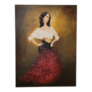 Flamenco Dancer Traditional Painting by Cynthia Geyer For Sale
