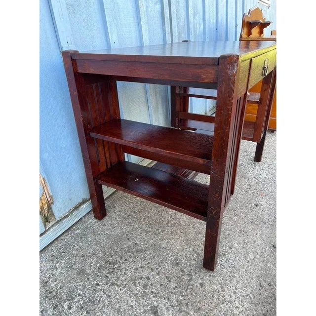 Antique Tiger Oak Style Mission Table Desk, 19th Century For Sale - Image 12 of 12