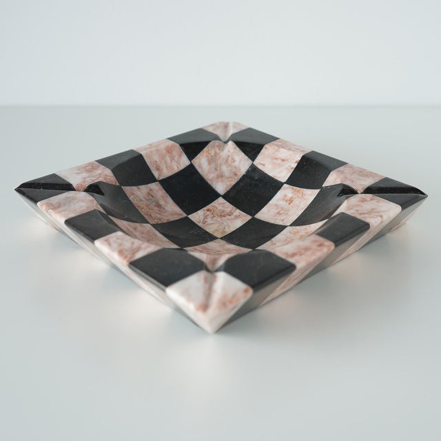 Stone Vintage 20th Century Checkerboard Slanted Catchall Ashtray For Sale - Image 7 of 13
