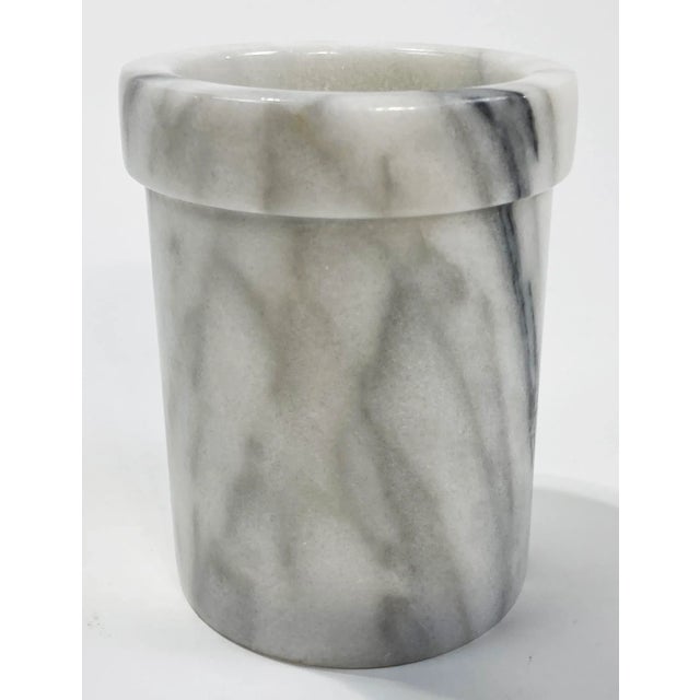 Vintage Italian Carrara Marble Bottle Chiller or Utensil Holder For Sale - Image 4 of 5