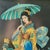 Textile Vintage Geisha Painted on Black Felt in Matching Frames 1950s - Set of 2 For Sale - Image 7 of 12