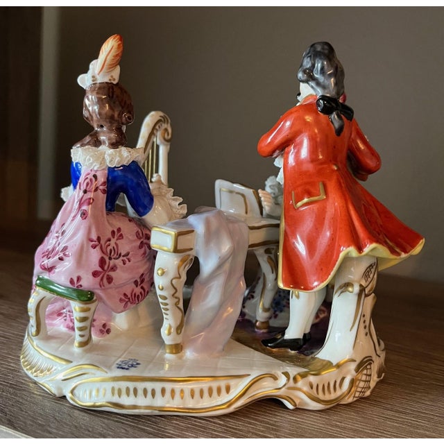 1930s Vintage Muller Volkstedt Dresden Rocco-Baroque Style German Porcelain Musical Group For Sale - Image 5 of 8