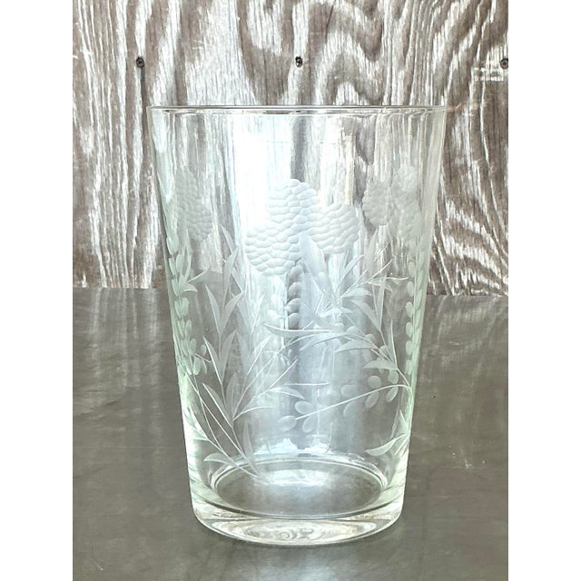 American Vintage Regency Etched Glass Vase For Sale - Image 3 of 7