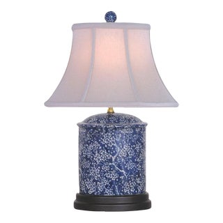 Blue and White Oval Plum Blossom Cherry Blossom Accent Lamp For Sale