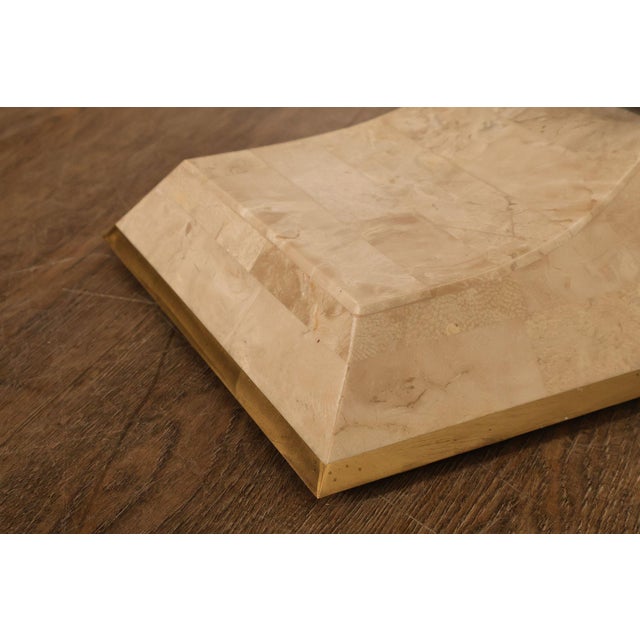 Postmodern Glass Top Travertine Console Table For Sale - Image 12 of 18