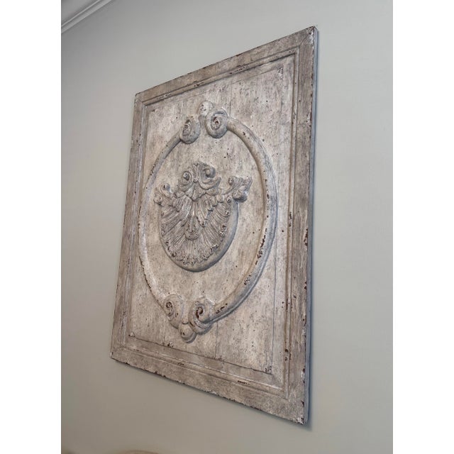 Shabby Chic Aged Gesso Carved Wall Art For Sale - Image 3 of 5