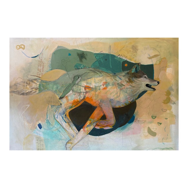 “Lobo Motion” a Wolf Painting by LWren Walraven For Sale