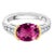 3.50 Carat Oval Cut Rubellite Tourmaline East West Ring with Tsavorite, Diamond,, Size 6.25 For Sale