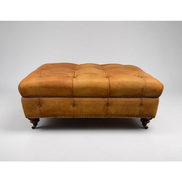American Ralph Lauren Brierly Leather Ottoman For Sale - Image 3 of 7
