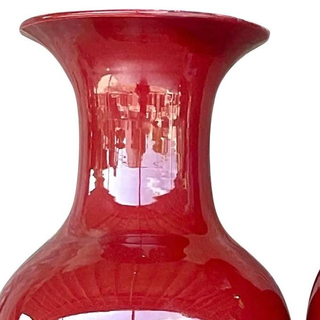 Vintage Asian “Sang De Boeuf” Glazed Ceramic Vases- a Pair For Sale - Image 12 of 12