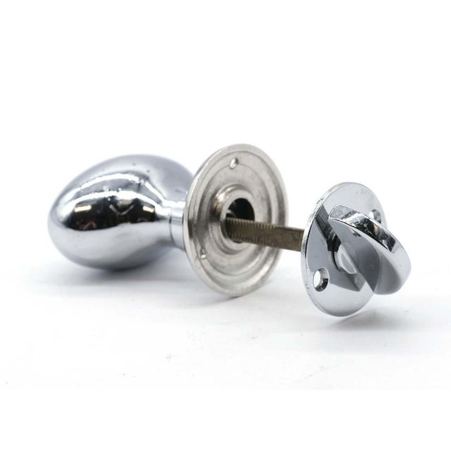 Modern Late 20th Century Modern Polished Nickel Oval Door Knob & Thumb Turn Set For Sale - Image 3 of 5