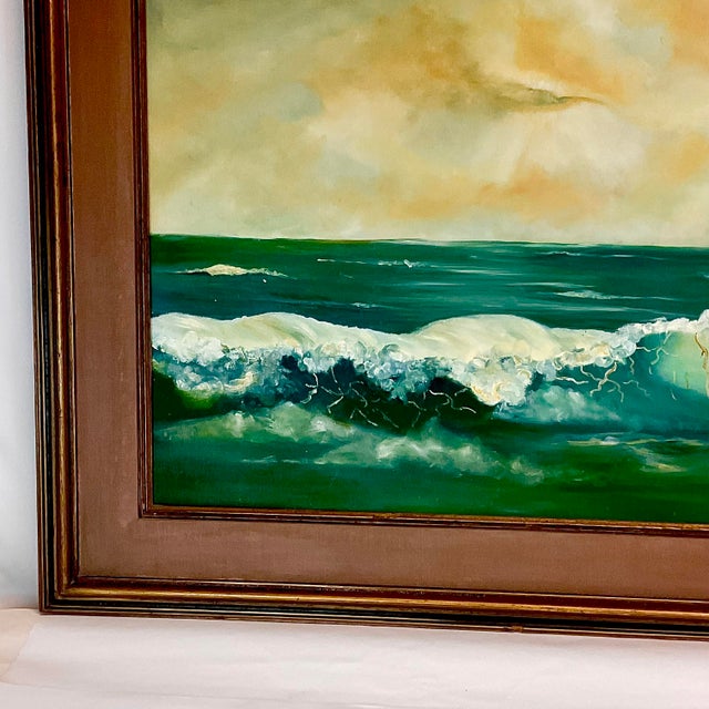 1972 Vintage Coastal Impressionist Original Seascape Oil Painting - Artist Signed, Framed For Sale - Image 4 of 12