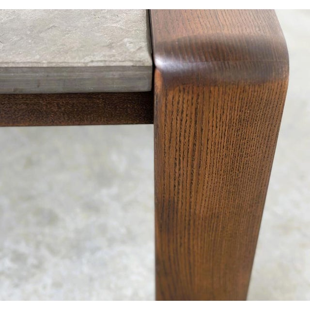 Vintage Belgian Modern Brutalist Oak and Fossil Slate Coffee Table, 1970s For Sale - Image 10 of 16